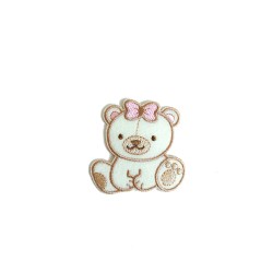 Iron-on Patch - Little Teddy Bear with Pink Bow